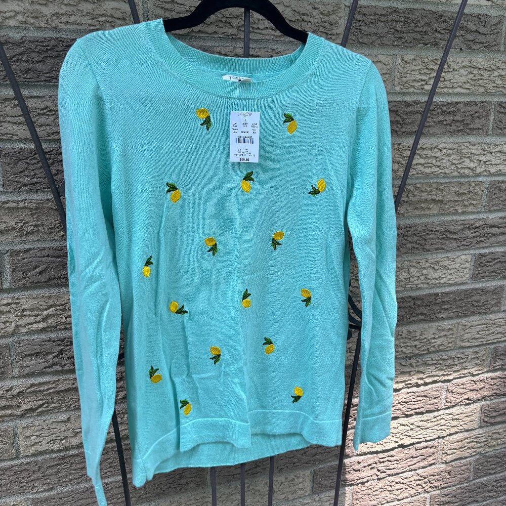 J.Crew Factory Lemon-embroidered sweater NWT, XS